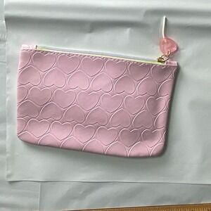 Small Pink Heart Pattern Zipper Pouch Cosmetic Bag Organizer